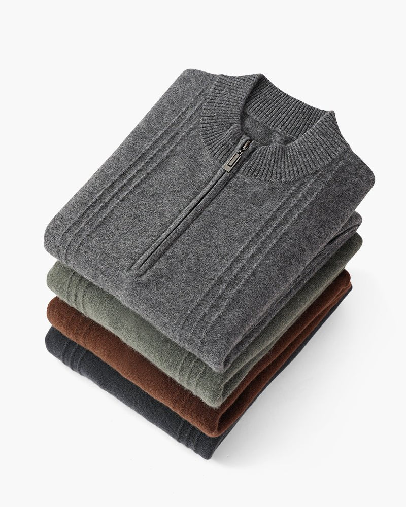 100% Cashmere Ribbed Half Zip | Elmont