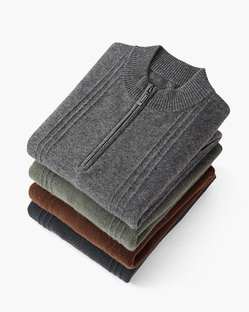 100% Cashmere Ribbed Half Zip | Elmont