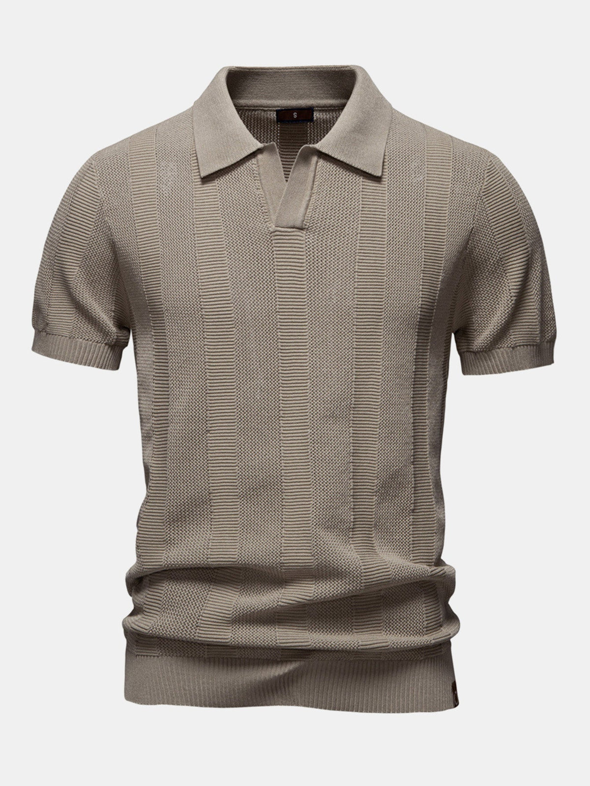 Striped Hollow Knit V-Neck Polo – photo 4