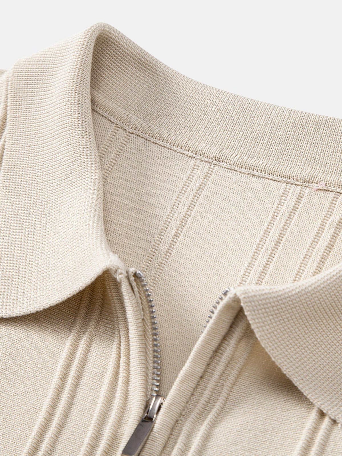 Striped Jacquard Knit Polo Shirt with Zipper – photo 11