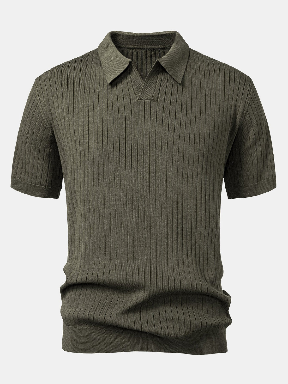 Striped V-Neck Knit Polo – photo 3