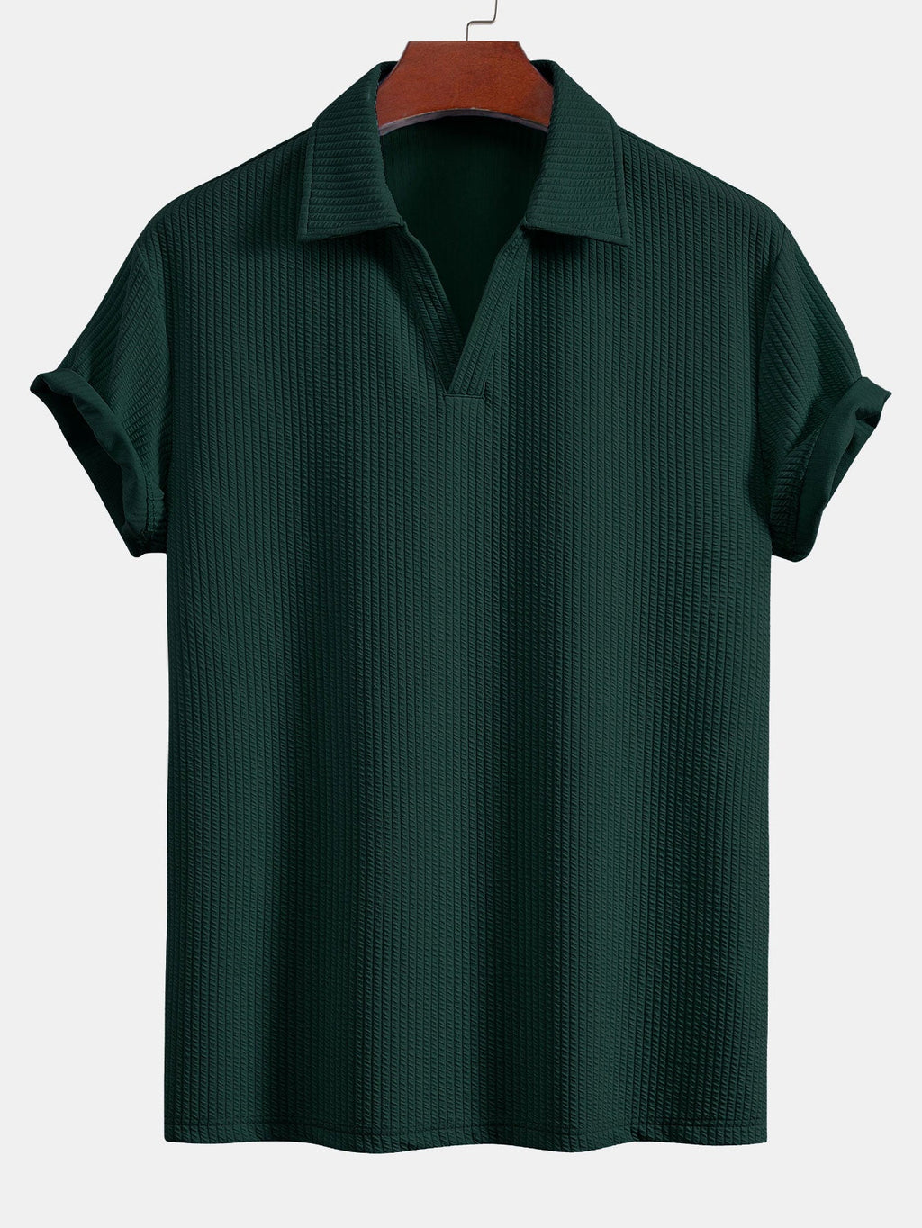 Textured V-Neck Polo & Shorts – photo 8