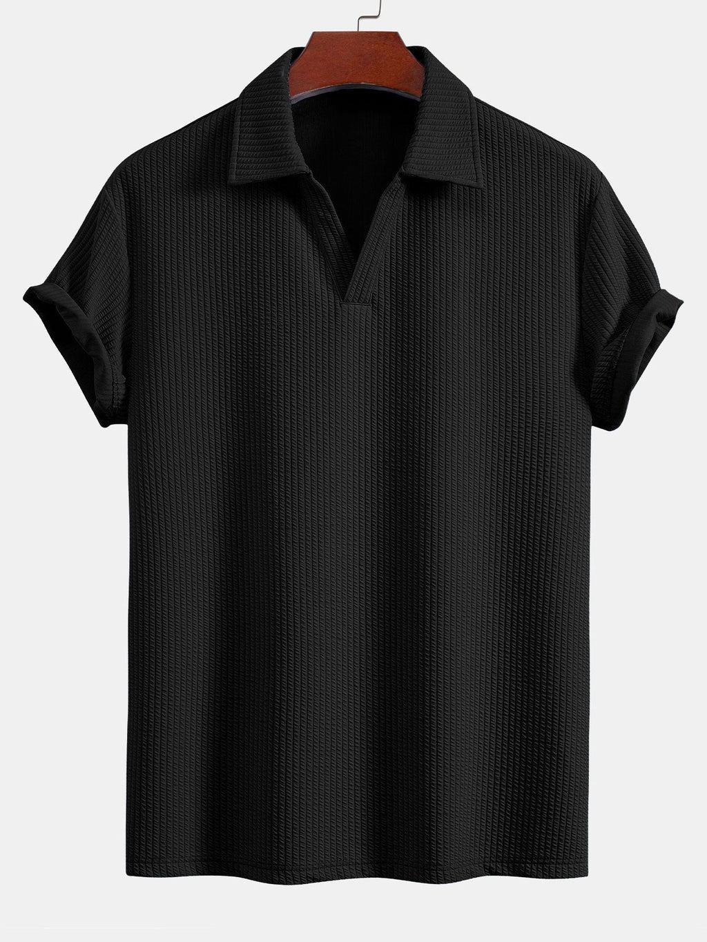 Textured V-Neck Polo & Trousers Set – photo 8