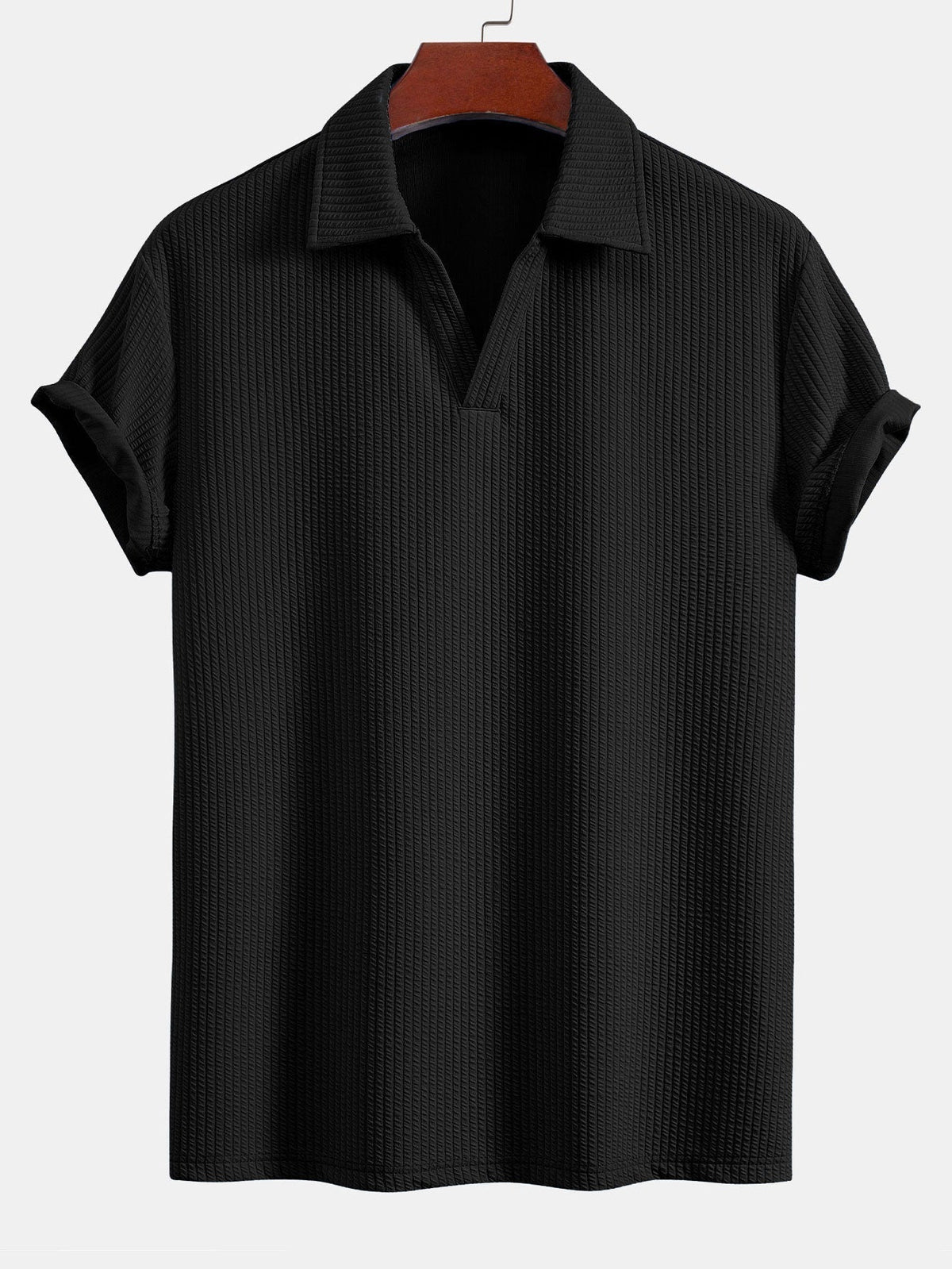Textured V-Neck Polo & Trousers Set – photo 8