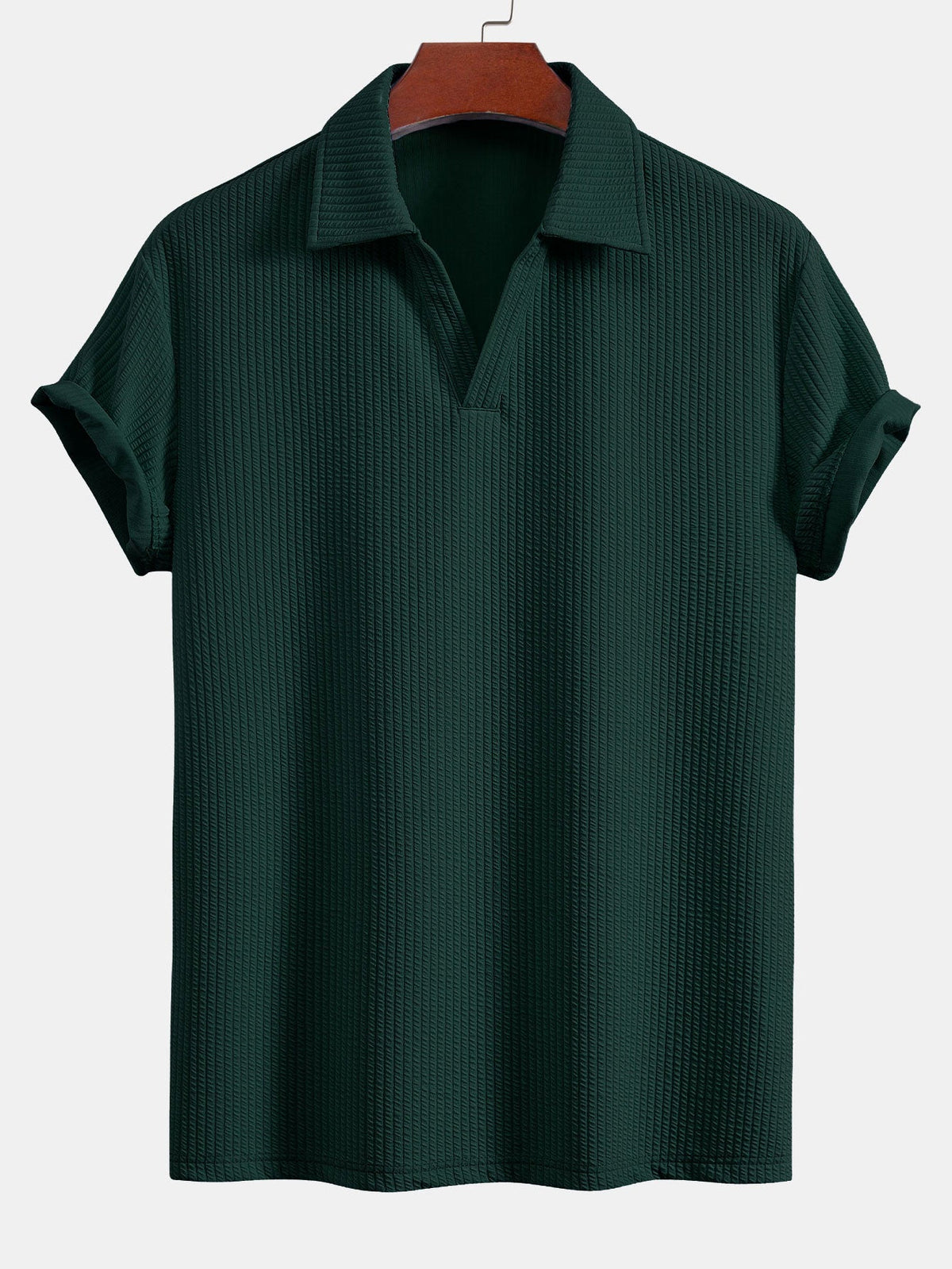 Textured V-Neck Polo & Trousers Set – photo 12