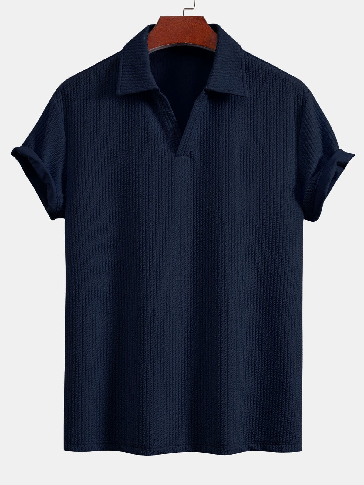 Textured V-Neck Polo & Trousers Set – photo 14