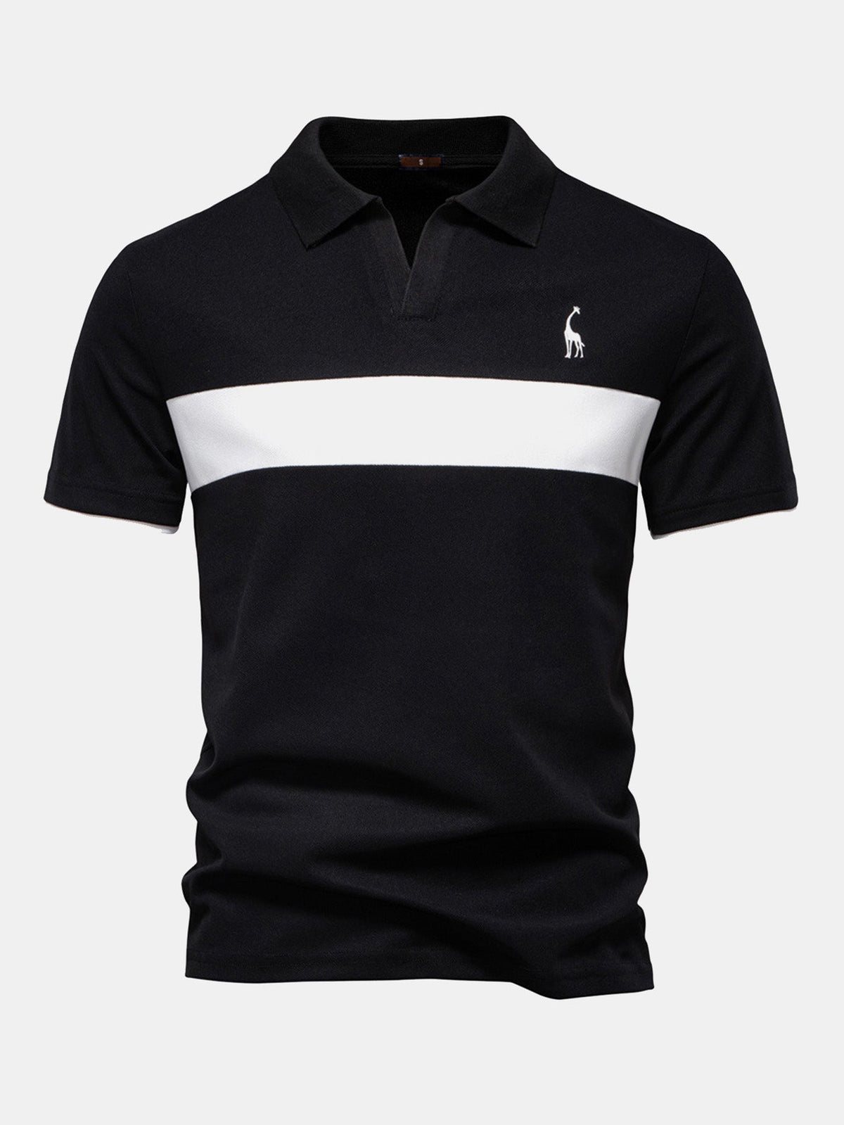 V-Neck Polo Shirt with Contrast Pique Design – photo 5