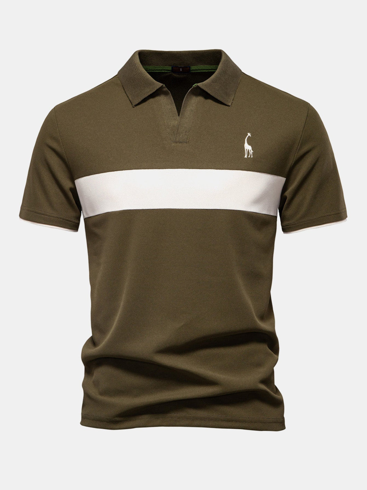 V-Neck Polo Shirt with Contrast Pique Design – photo 6