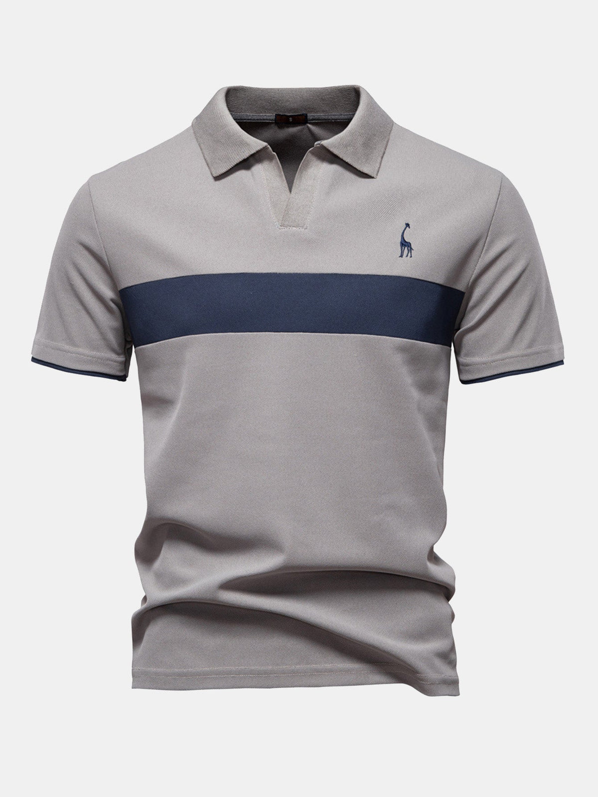 V-Neck Polo Shirt with Contrast Pique Design – photo 9